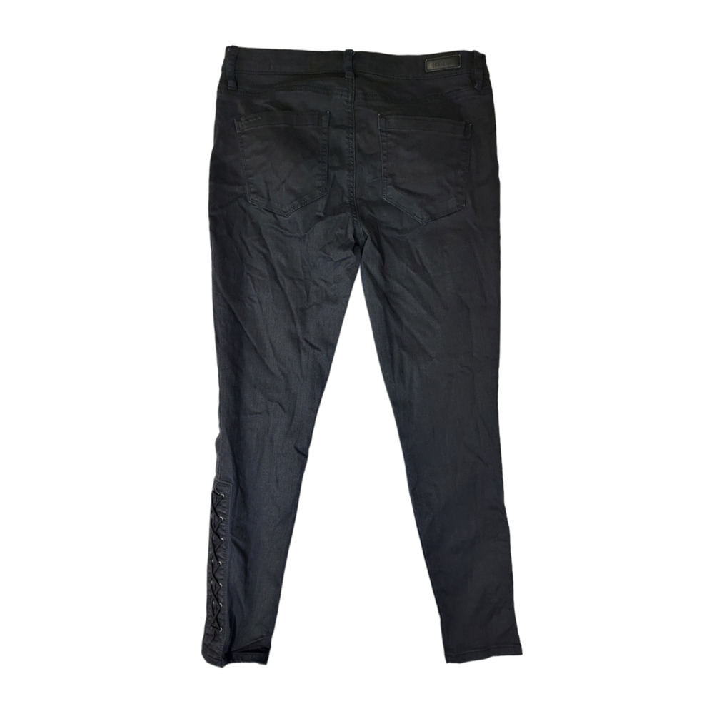BLANK NYC Women's Faux Ankle Lace Up Skinny Jeans Mid Rise Black Intro Size 29 - Picture 2 of 7